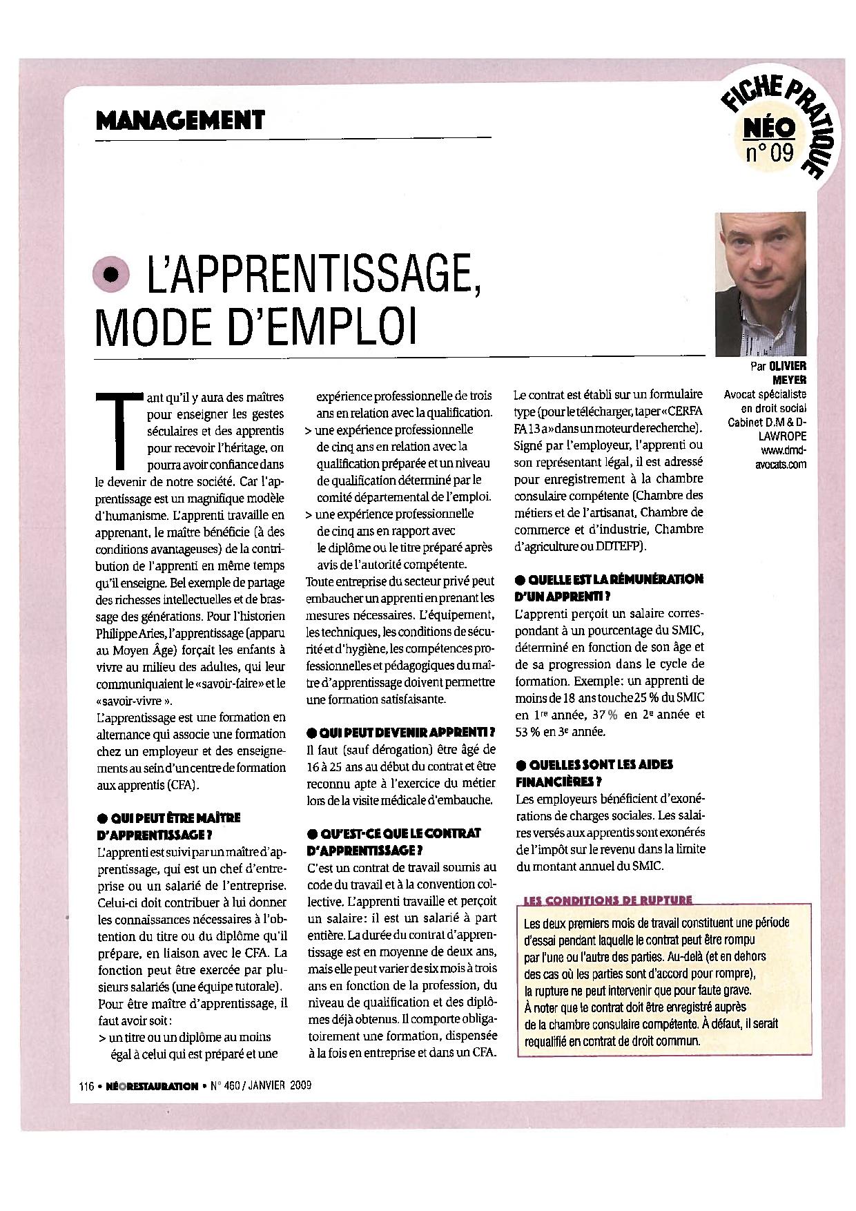 L'apprentissage mode d'emploi