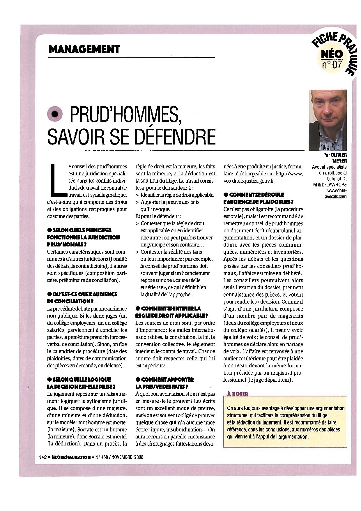 Prud'hommes, savoir se défendre